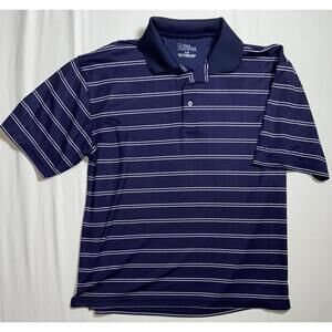 PGA Tour Polo Shirt Adult Large Blue Striped Golfing Golfer Casual Mens
